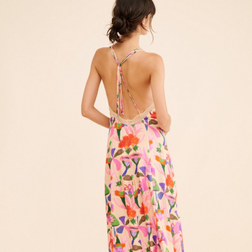 FARM RIO Fairies Sand Slip Midi Dress NWT - Picture 2 of 12